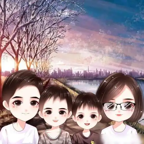 全家福手绘头像让家充满仪式感充满爱的个性头像