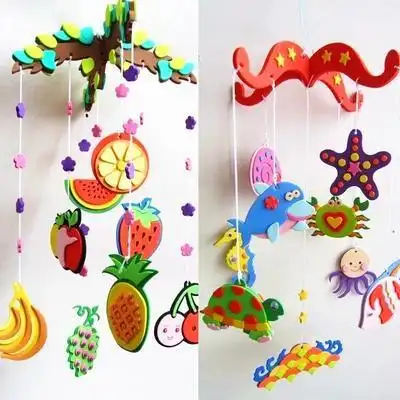 幼儿园室内装饰儿童手工制作材料包eva水果海洋挂饰泡沫风铃吊饰-淘宝