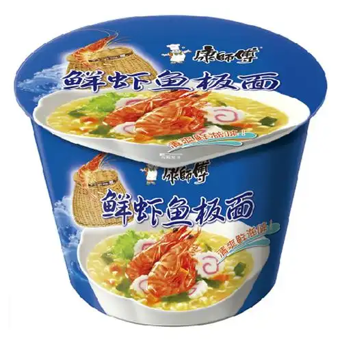 康师傅桶面批发鲜虾鱼板面海鲜面103g12桶装整箱康