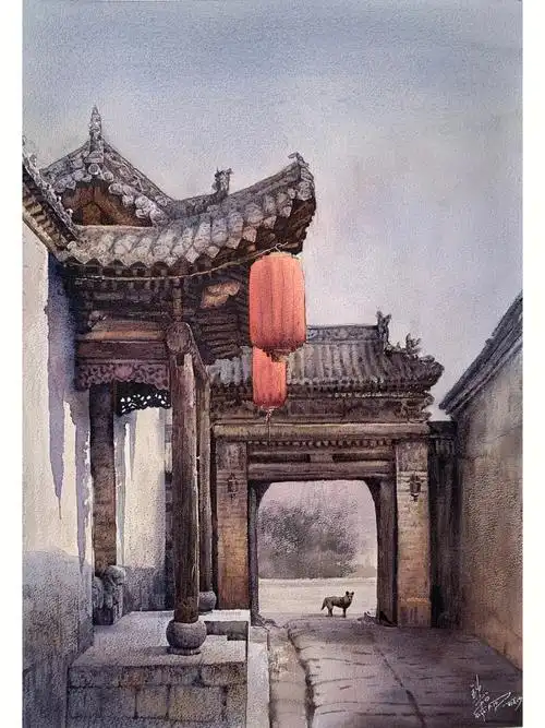 水彩  #寻找小红书绘画大神  #画画的日常  #中国传统文化  #古建筑