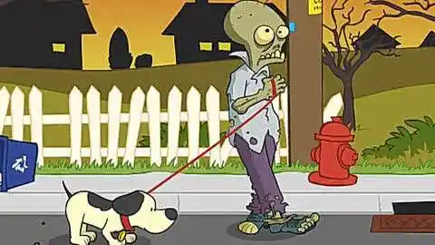 僵尸#植物大战僵尸游戏  :僵尸遛狗小狗狗太调皮僵尸懵逼 僵尸游戏