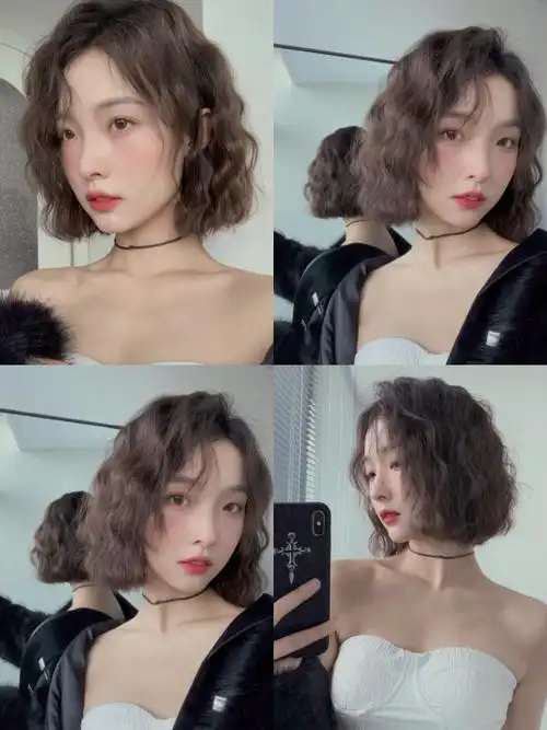 泡面烫发型图片中长发