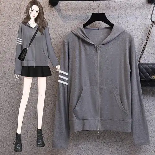 云之晴春秋薄款精品羊毛修身显瘦连帽卫衣女新款韩版白色外套潮