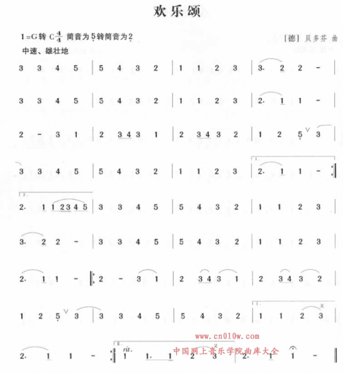 拇指琴欢乐颂简谱 (第1页)