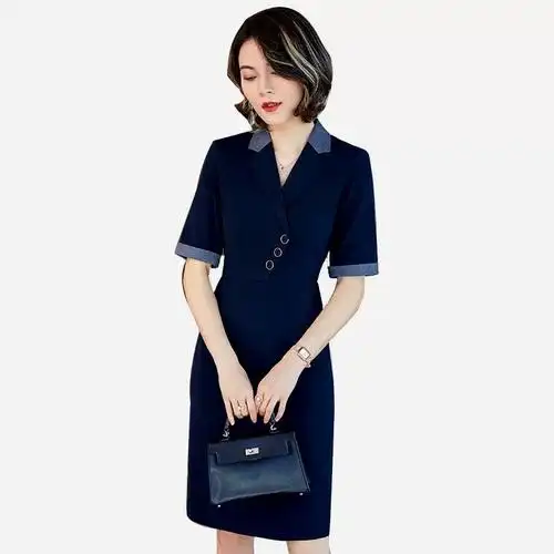 正装连衣裙显瘦包臀裙子珠宝店美业技师美容院工作服夏天职业女装