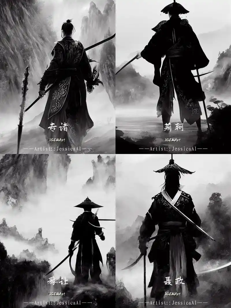 国风·四大刺客.#古风 #画画 #国风 #原创 #历史 - 抖音