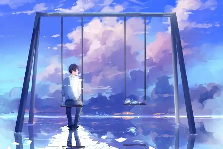 电脑壁纸 手绘 艺术壁纸 一个孤独的男人插画