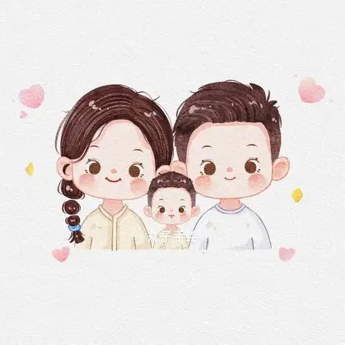 超可爱的一家三口卡通头像93幸福一家人.