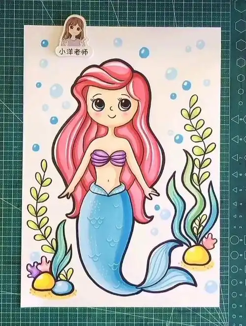 小朋友不要有问号啦,我来教你画 美人鱼 绘画教程 儿童画