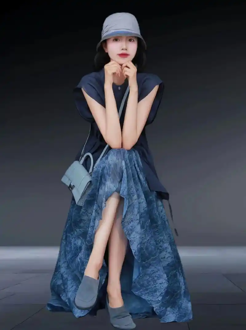 女装穿搭‖亚麻灰简约时尚无袖衫长裙套装