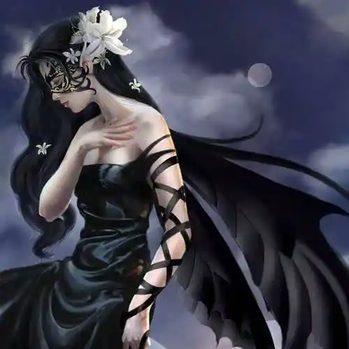 谁有长翅膀的恶魔头像女生的那种后面背景颜色是黑的谢了哦