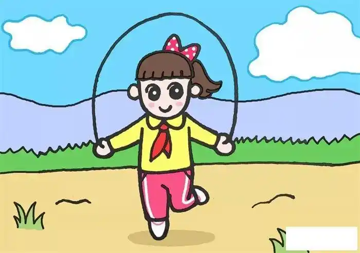 小女孩跳绳简笔画教程图片 - 儿童简笔画大全