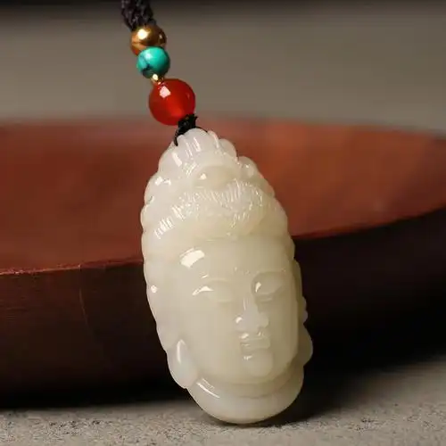 皇家天选 新疆和田玉观音佛头吊坠观世音菩萨玉坠挂坠男佛像平安玉石