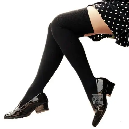 天天特价春秋薄款日系纯色过膝袜黑色长筒袜全棉高筒袜半截袜子女