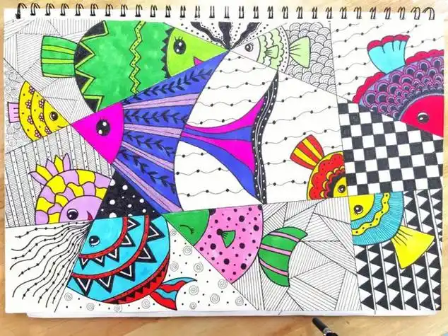 创意简笔画彩色线条画