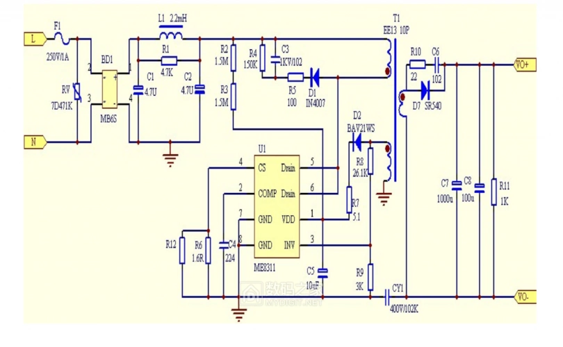 拆个5v1a电源适配器