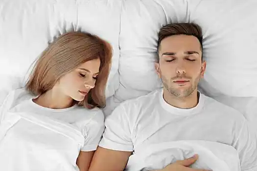 年轻,可爱,情侣,床上,睡觉,一起