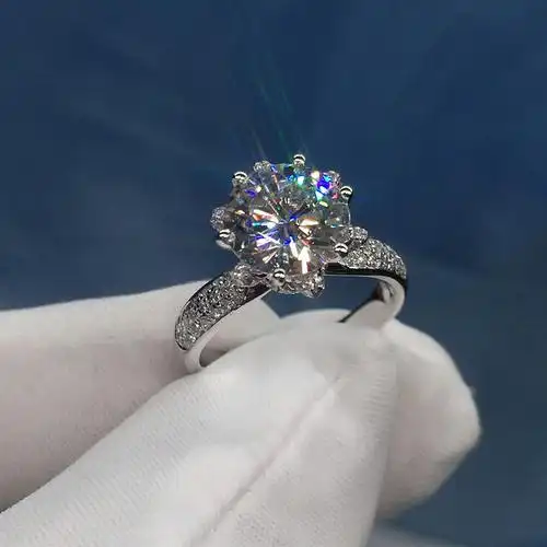 cvd款女花瓣六爪一克拉克拉培育钻戒hpht人工合成合成处理钻石手饰