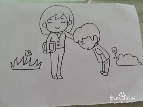 幼儿园入园礼貌问好简笔画幼儿上学的小学生简笔画图片大全素描关于