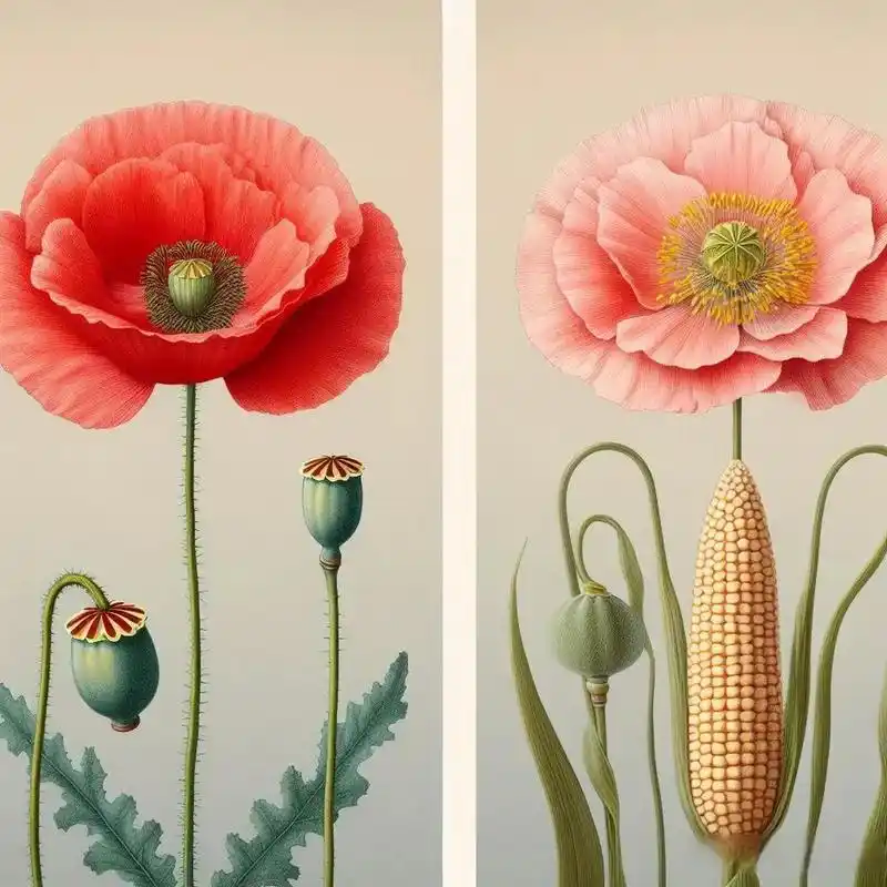 花都是罂粟科植物,但它们在植株,花朵,叶子,果实等方面有很大的区别