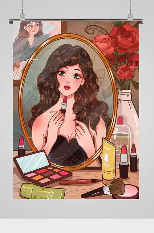 卡通女孩化妆图片-卡通女孩化妆素材下载-众图网