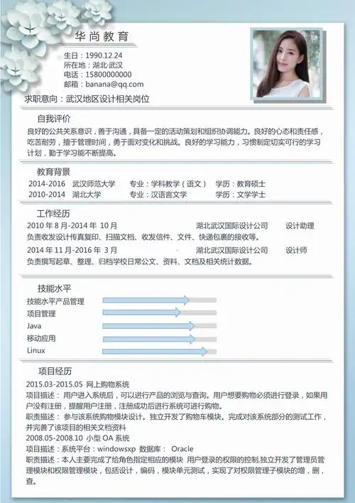 现代风格求职简历模板0014简历修改即可打印版doc