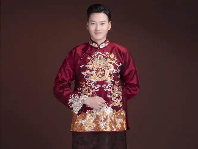 男士中式婚礼服 长袍马褂 三龙_婚纱礼服专卖/婚礼服装定制租赁 - 星