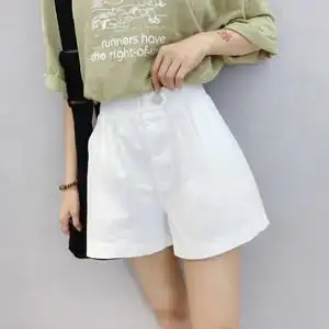 夏季新款白色超薄休闲短裤女士宽松阔腿a字大码哈伦短热裤潮百搭