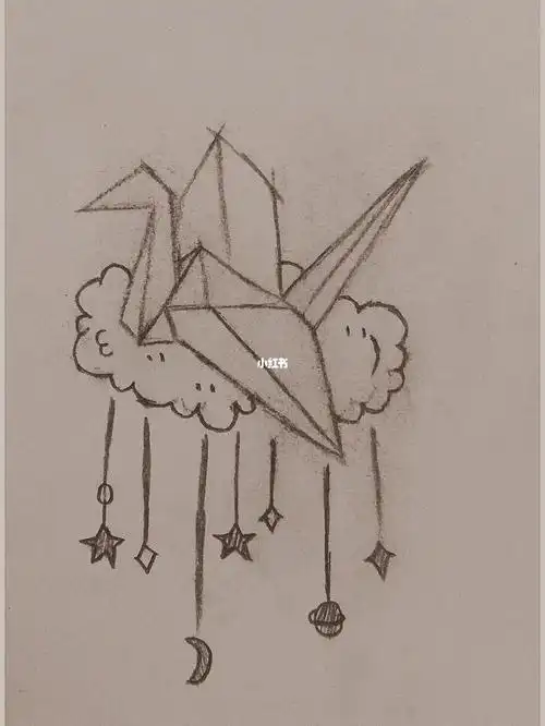浅浅一的画一只千纸鹤