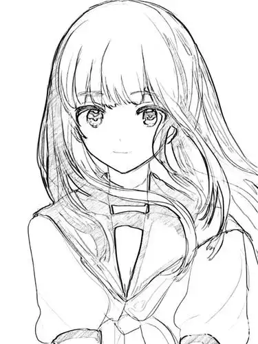 铅笔画漫画人物女孩全身可爱型铅笔画漫画人物女孩上身绘画图片