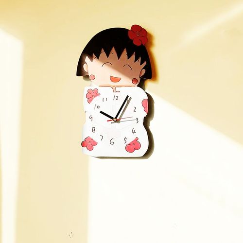 卡通可爱挂钟高颜值时钟表挂表挂墙钟装饰日系樱桃小丸子家用钟表