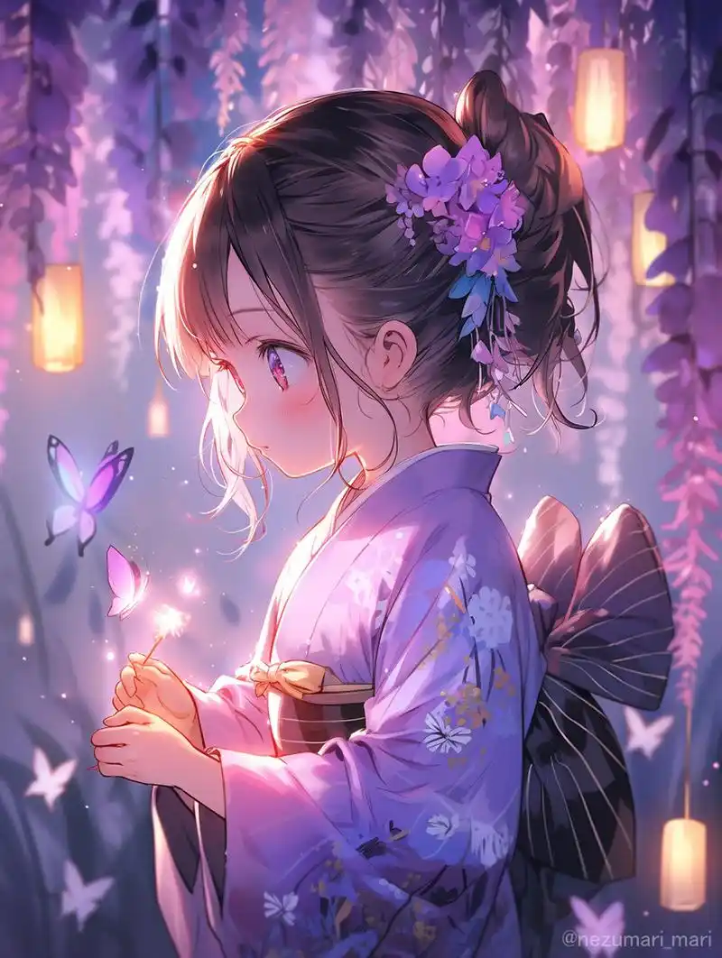 二次元# 紫罗藤下的美丽少女[温暖]