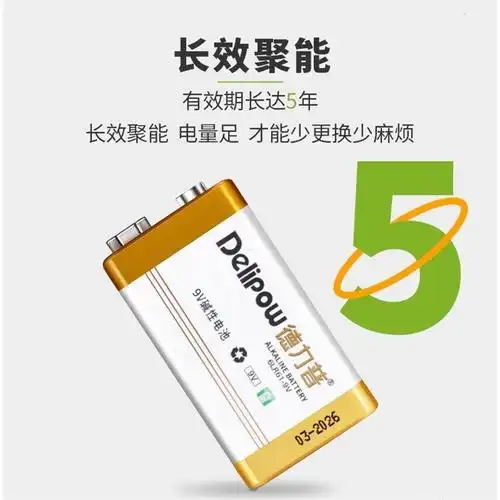 电池德力普9v碱性耐用充电套装万用表无汞大容量电池