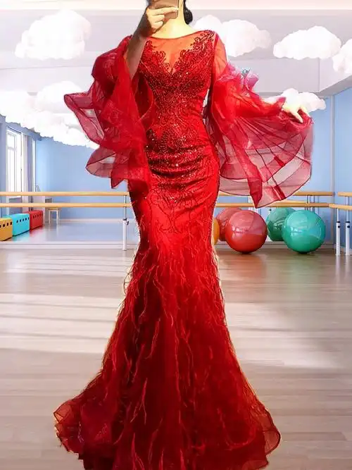 宴会晚礼服2020新款高端时尚拖尾长裙气质显瘦礼服