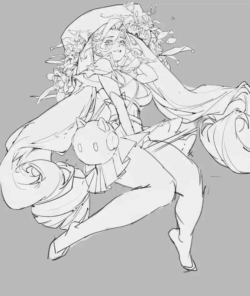 黑白第二弹#画画 #二次元少女 #线稿练习  - 抖音