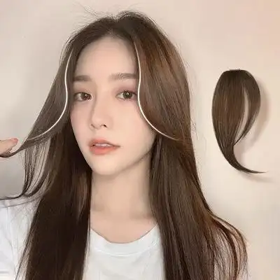 八字刘海假发女圆脸自然无痕隐形法式假刘海贴两侧外八中分假发片