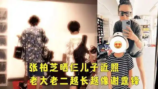 张柏芝晒仨儿子近照,老大老二越长越像谢霆锋,三胎儿子头发抢镜