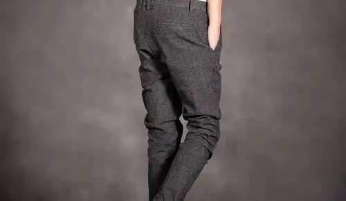 舒男2017青年韩版时尚男装灰色休闲裤男士显瘦修身弹力小脚裤子潮