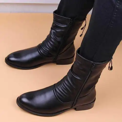 男士皮靴 中筒 尖头大额优惠券