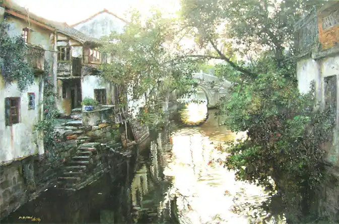 江南水乡~中国著名画家潘鸿海风景油画欣赏