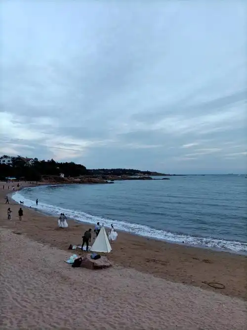 半岛行:青岛浴场海滩夕阳