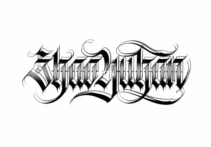 奇卡诺花体字哥特风格名字纹身