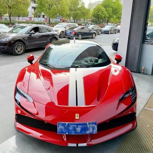 法拉利sf90跑车个性改装车贴拉花 488汽车引擎机盖平行线装饰贴纸