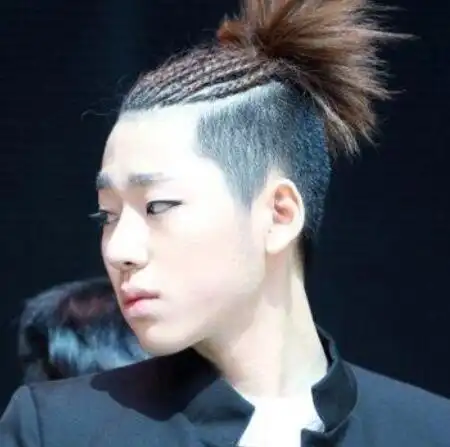 男士背头扎辫子发型图片