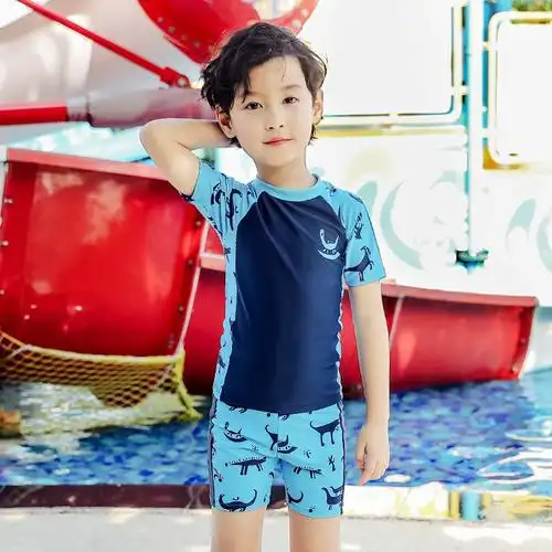 佑游儿童泳衣男童泳裤小中大童分体游泳衣男孩宝宝大码游泳套装