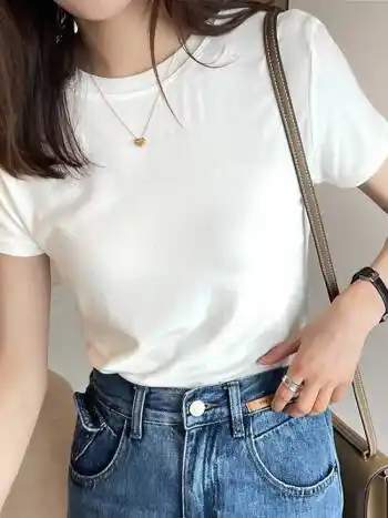 辣妹穿搭女生中学生夏天衣服矮个子网红同款新款洋气白色短袖t恤白色s