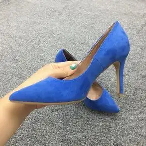 韩版2019春季新款小清新蓝色高跟鞋细跟尖头性感少女百搭ol职业鞋