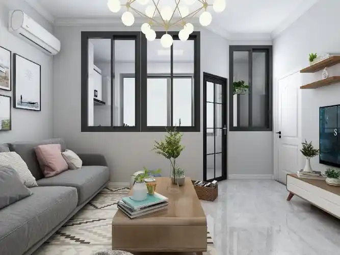 可以看到整个厨房隔断,采光不会受到影响,男客户做饭喜欢爆炒,所以没