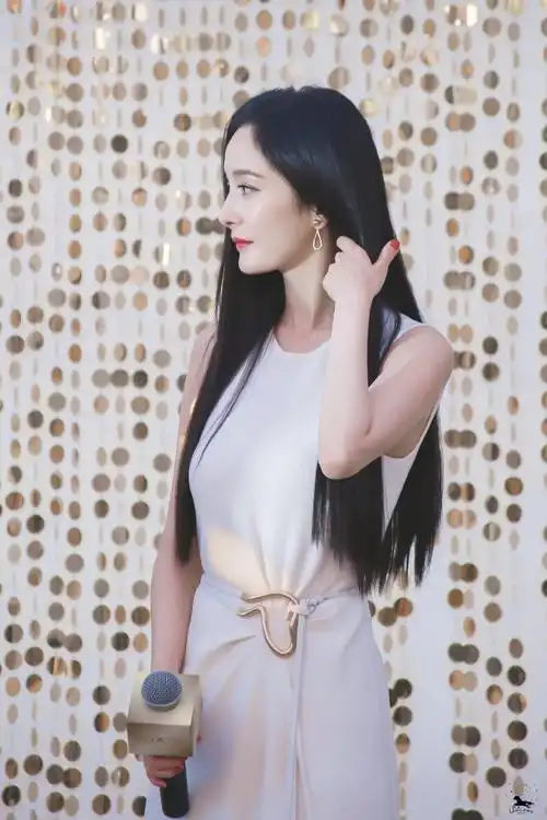 杨幂及腰黑长直发