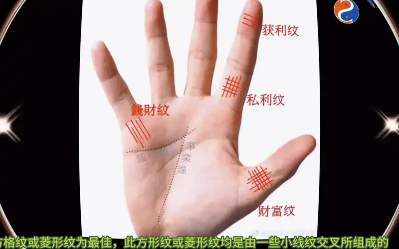 手中有方格或菱形的"财富纹"!